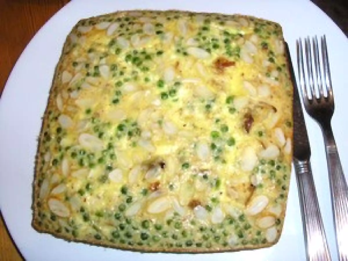 Pain d'oeuf au poulet et petits pois