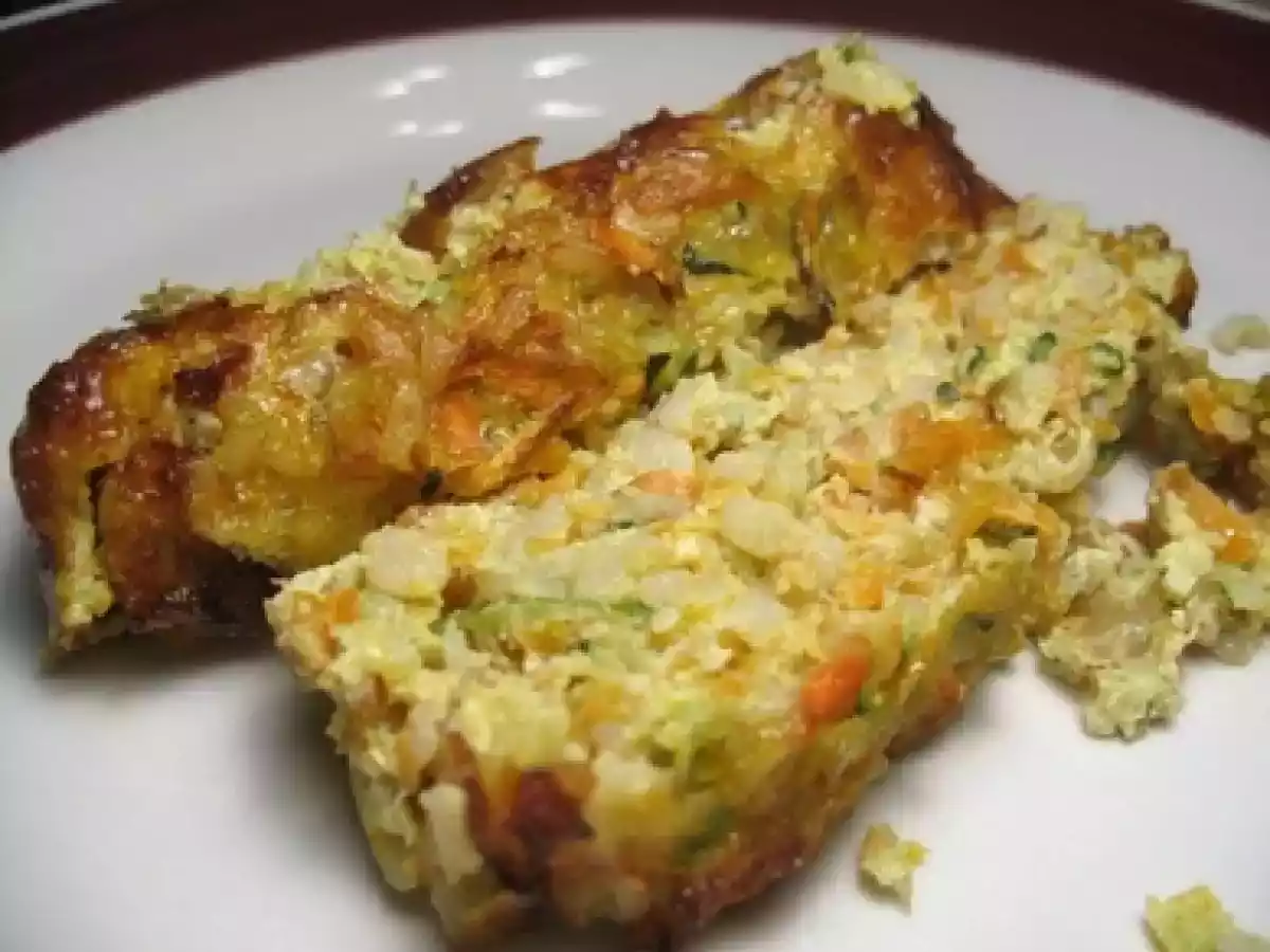 Pain-omelette au riz et légumes