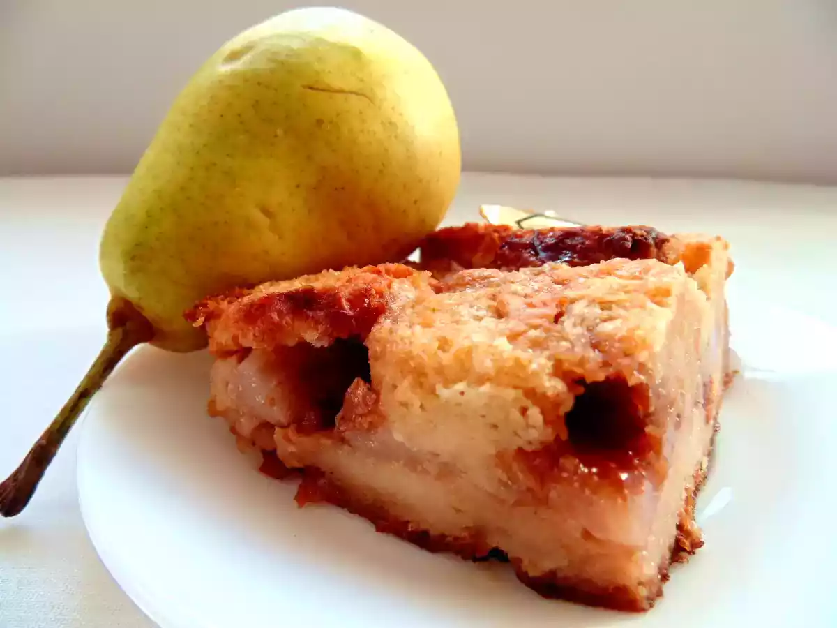 Pain perdu au four à la poire et au caramel