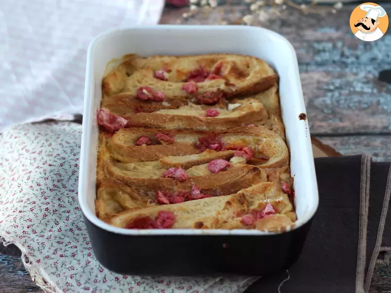 Pain perdu au four, topping pralines roses, recette ultra gourmande, photo 1
