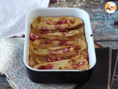 Pain perdu au four, topping pralines roses, recette ultra gourmande