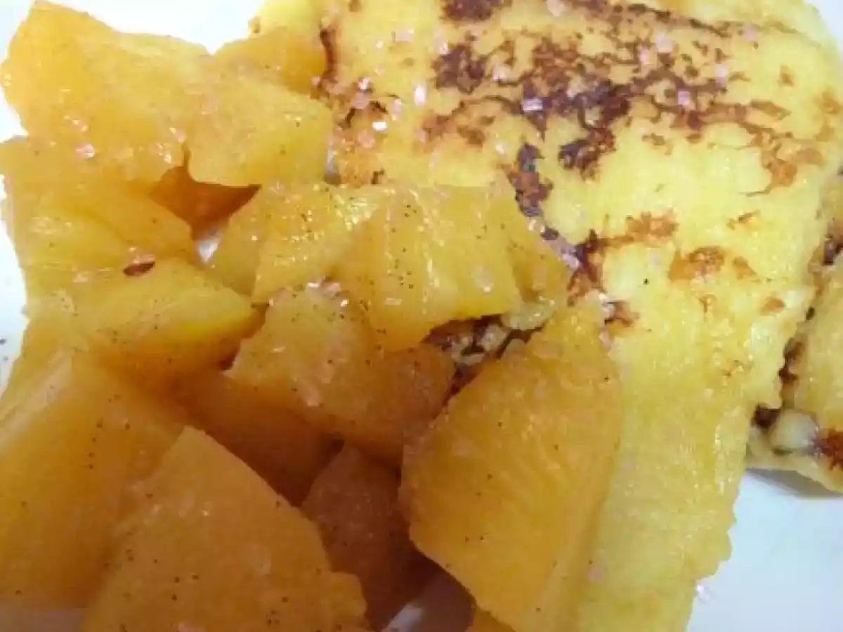 Pain perdu au lait de coco et ananas dorés vanillés
