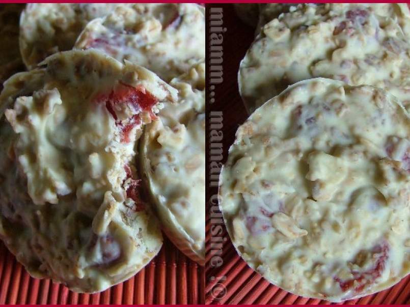 Palets au chocolat blanc, muesli framboises cerises et fraises séchées - photo 2