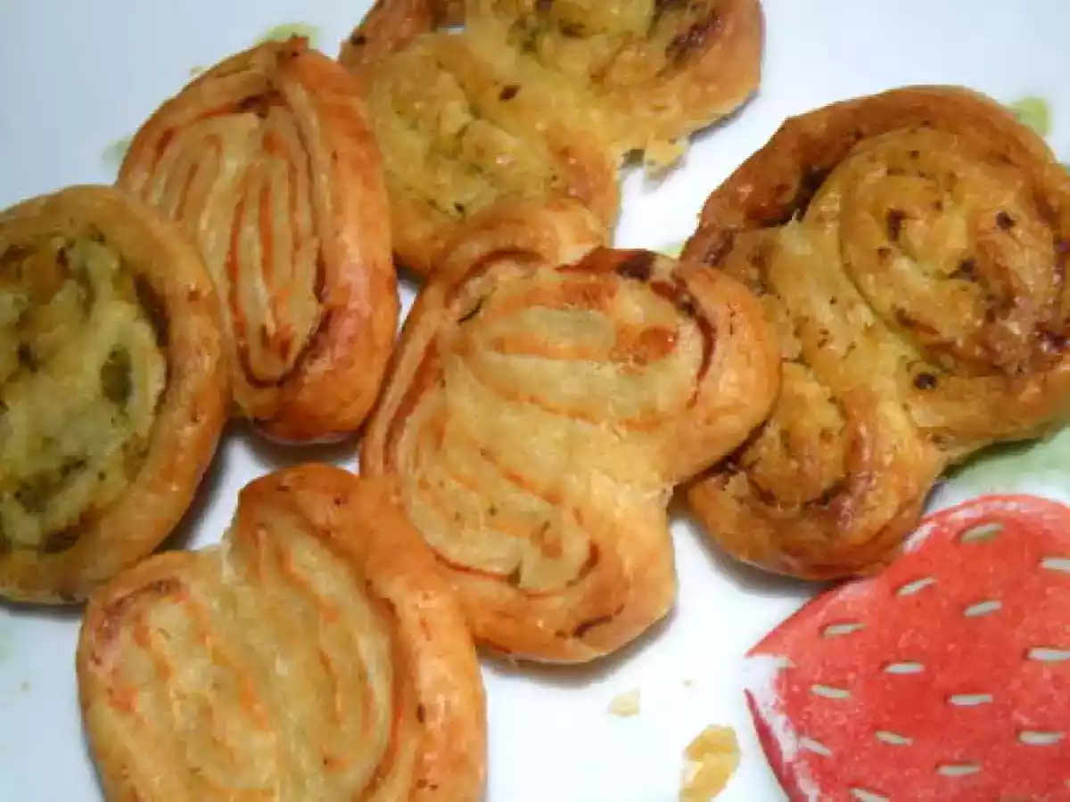 Palmiers salés moitié pesto moitié tartare pour l'apéro