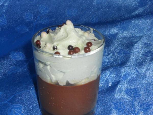 Panacotta au chocolat et sa chantilly à la pistache