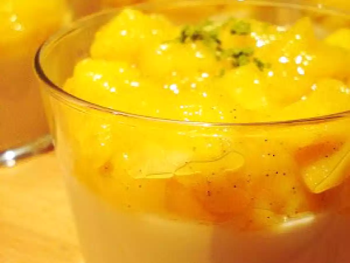 Panacotta au lait de coco, compotée de mangue à la vanille - photo 2