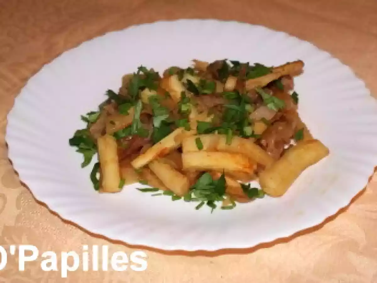 Panais braisés aux oignons et lardons