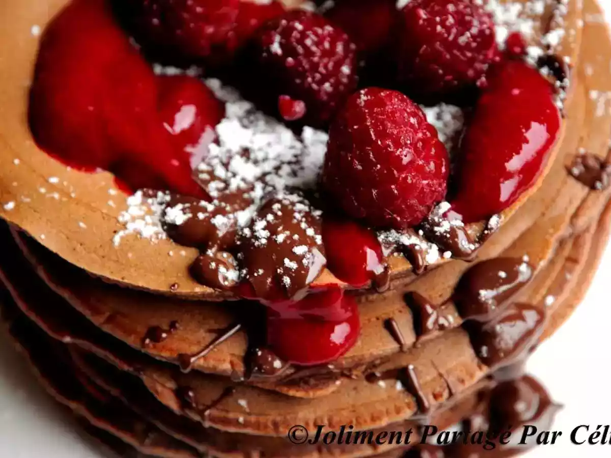 Pancakes chocolat et coulis de framboise - photo 3