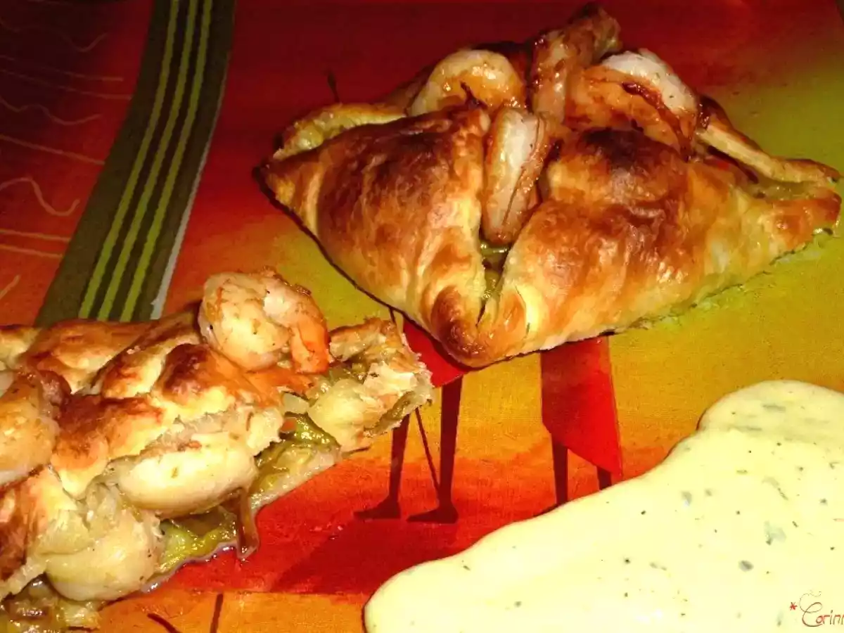 Paniers feuilletés aux St Jacques et poireaux sauce à la Fourme