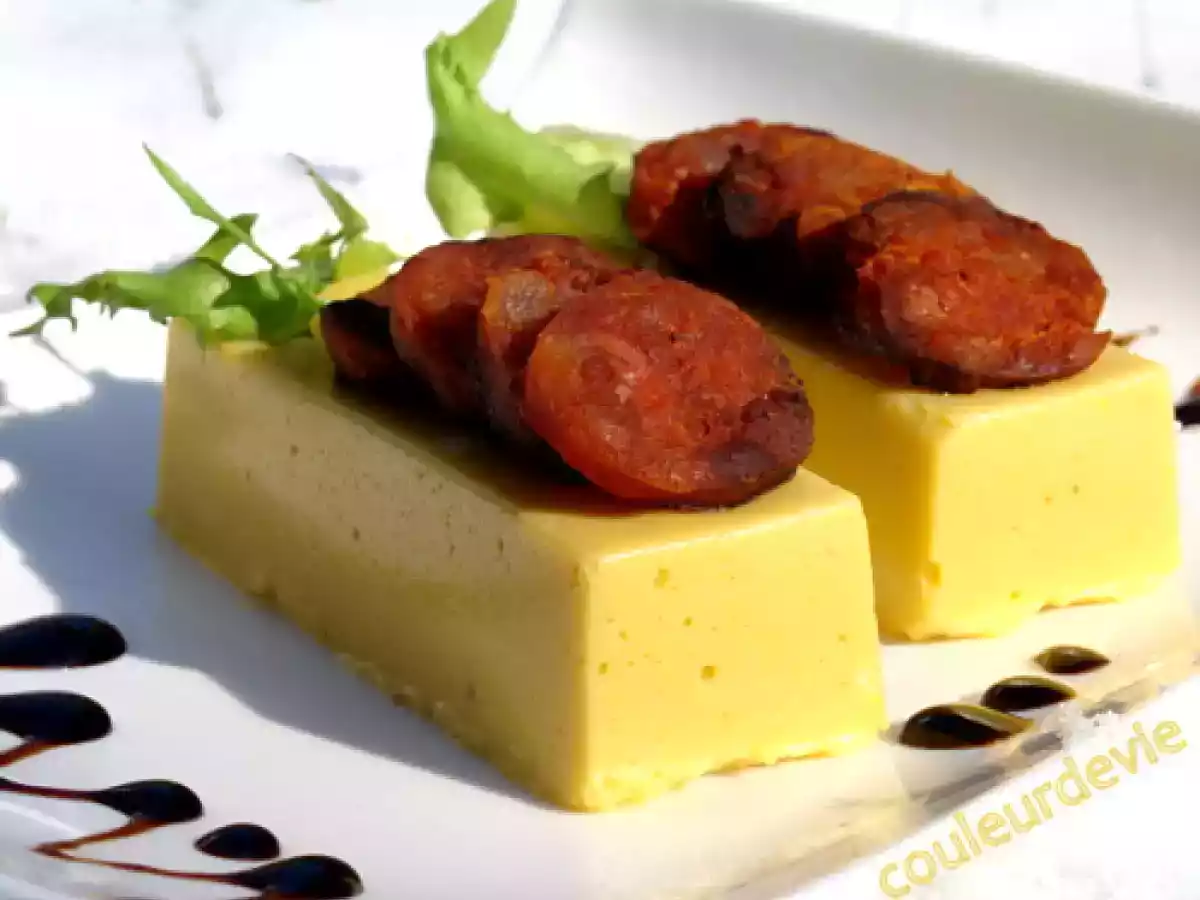 Panna cotta au maïs et chorizo grillé
