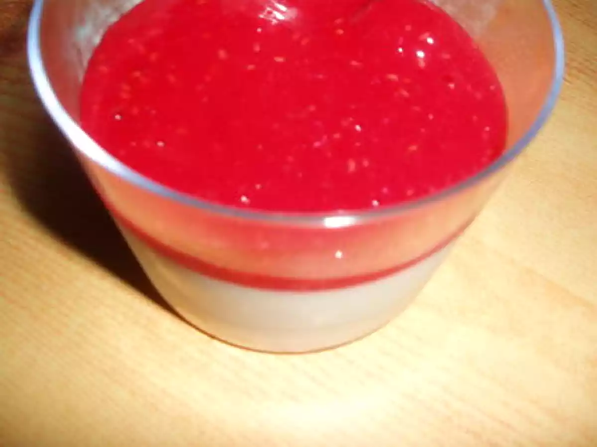 Panna Cotta au nougat et son coulis de framboises