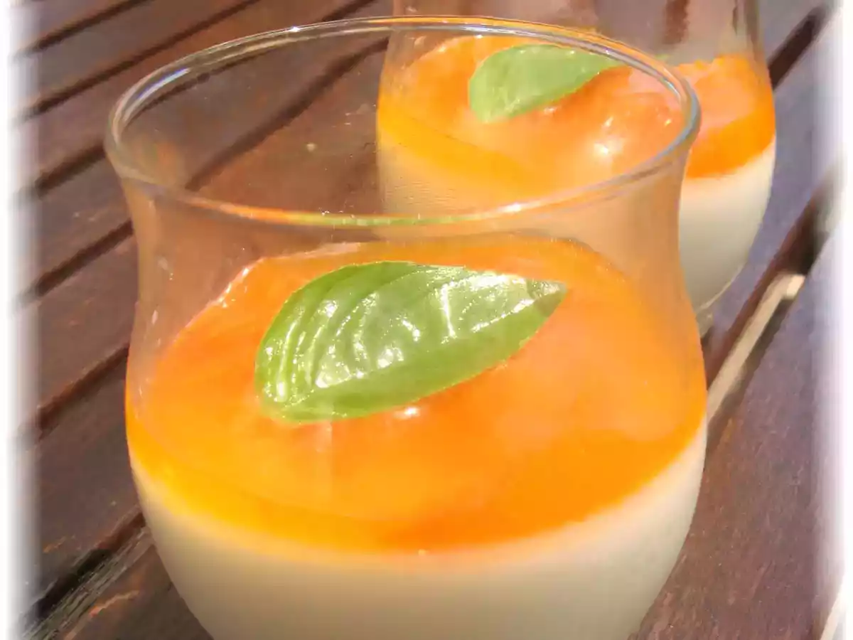 Panna cotta chocolat blanc et coulis d'abricot...