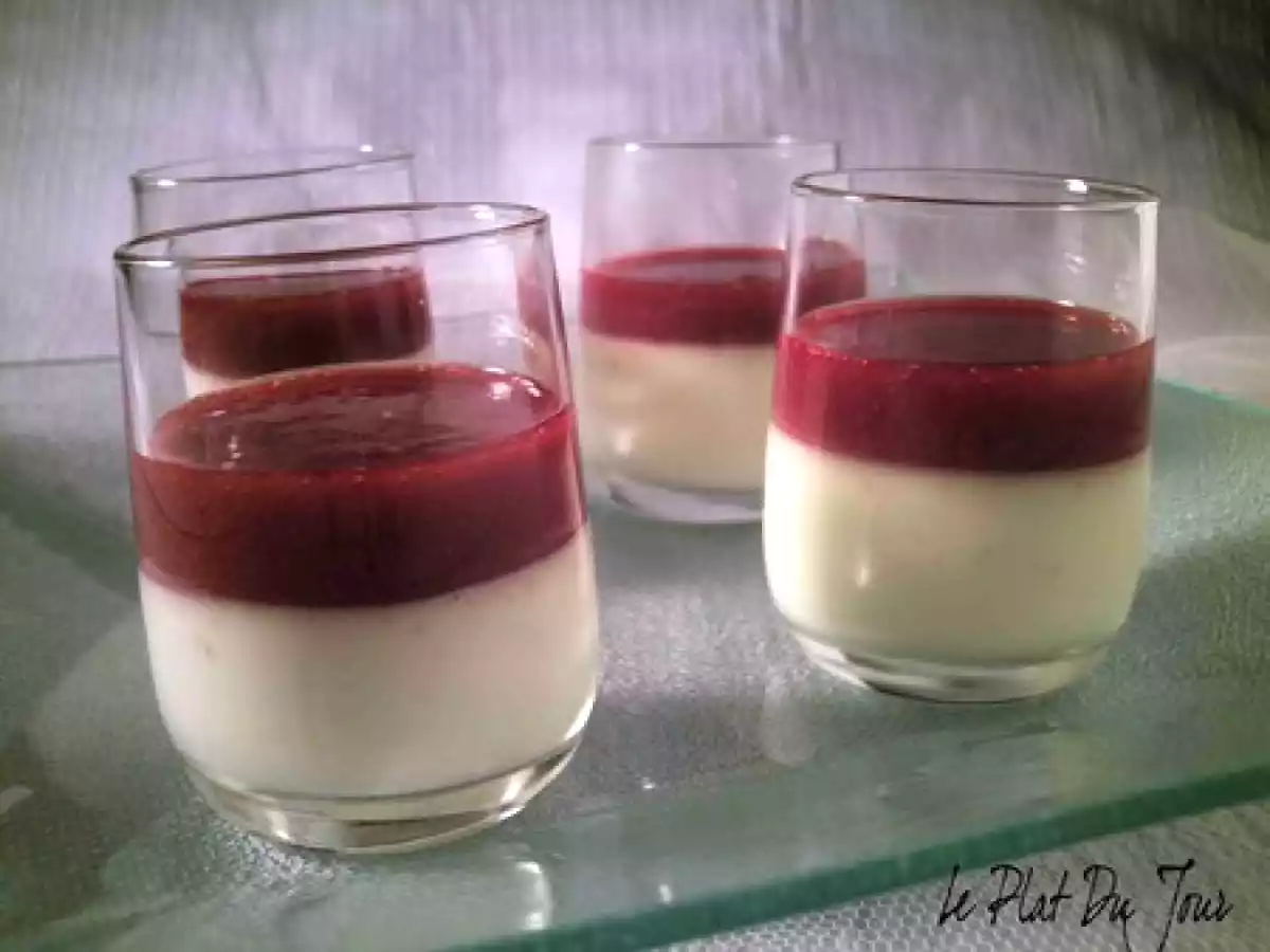 Panna cotta chocolat blanc, fève Tonka et framboises