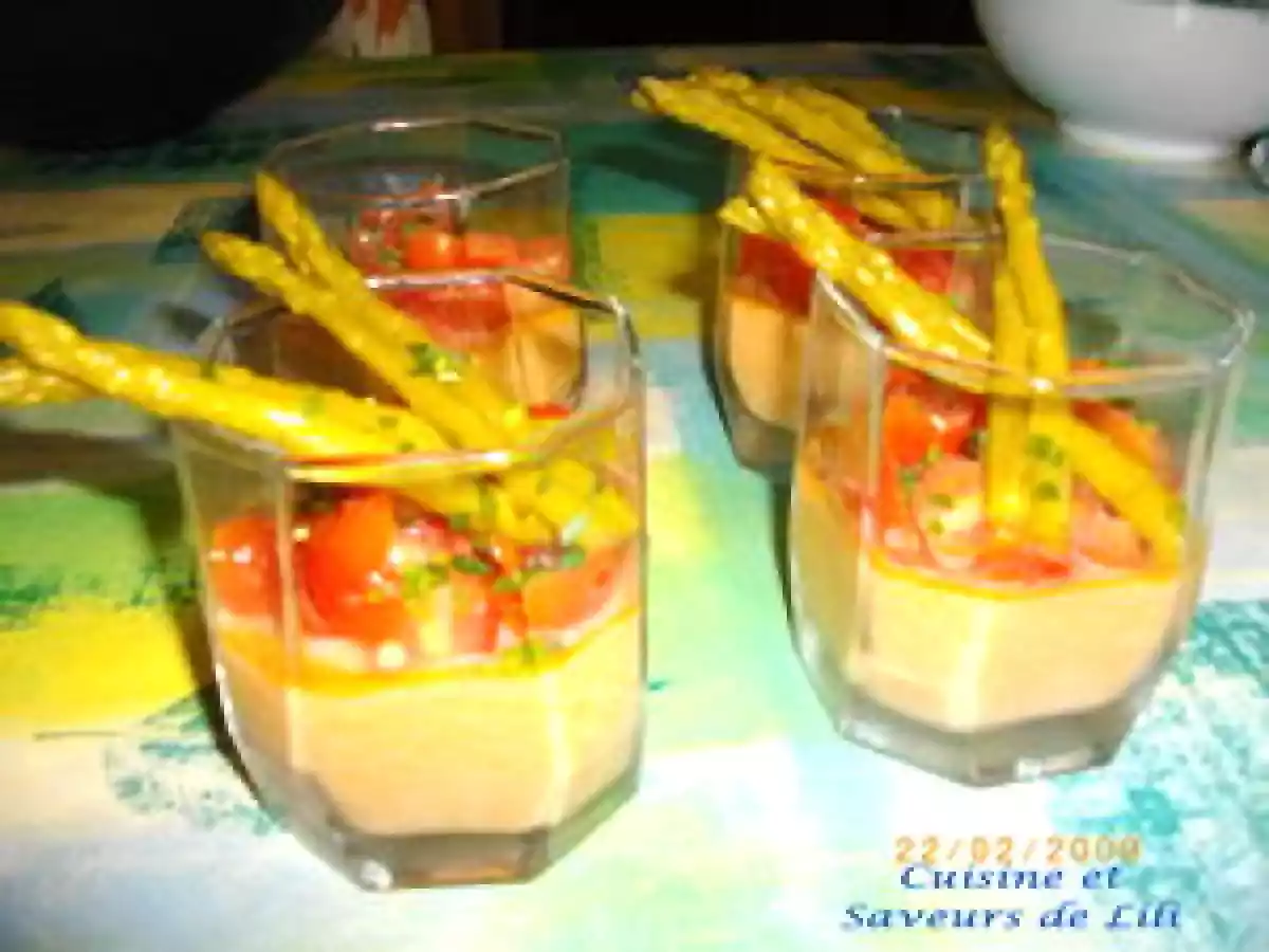 Panna Cotta de Langoustines et pointes vertes