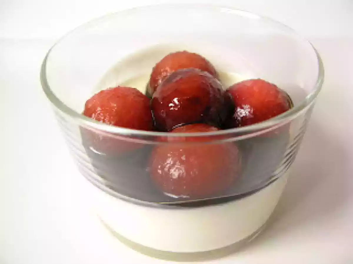 Panna cotta et pastèque caramélisée au vinaigre balsamique