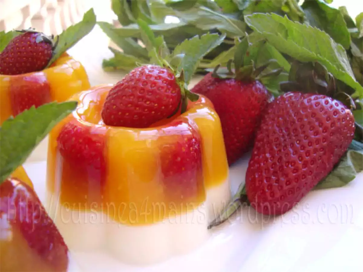 Panna cotta, gelée d'orange et fraises - photo 3
