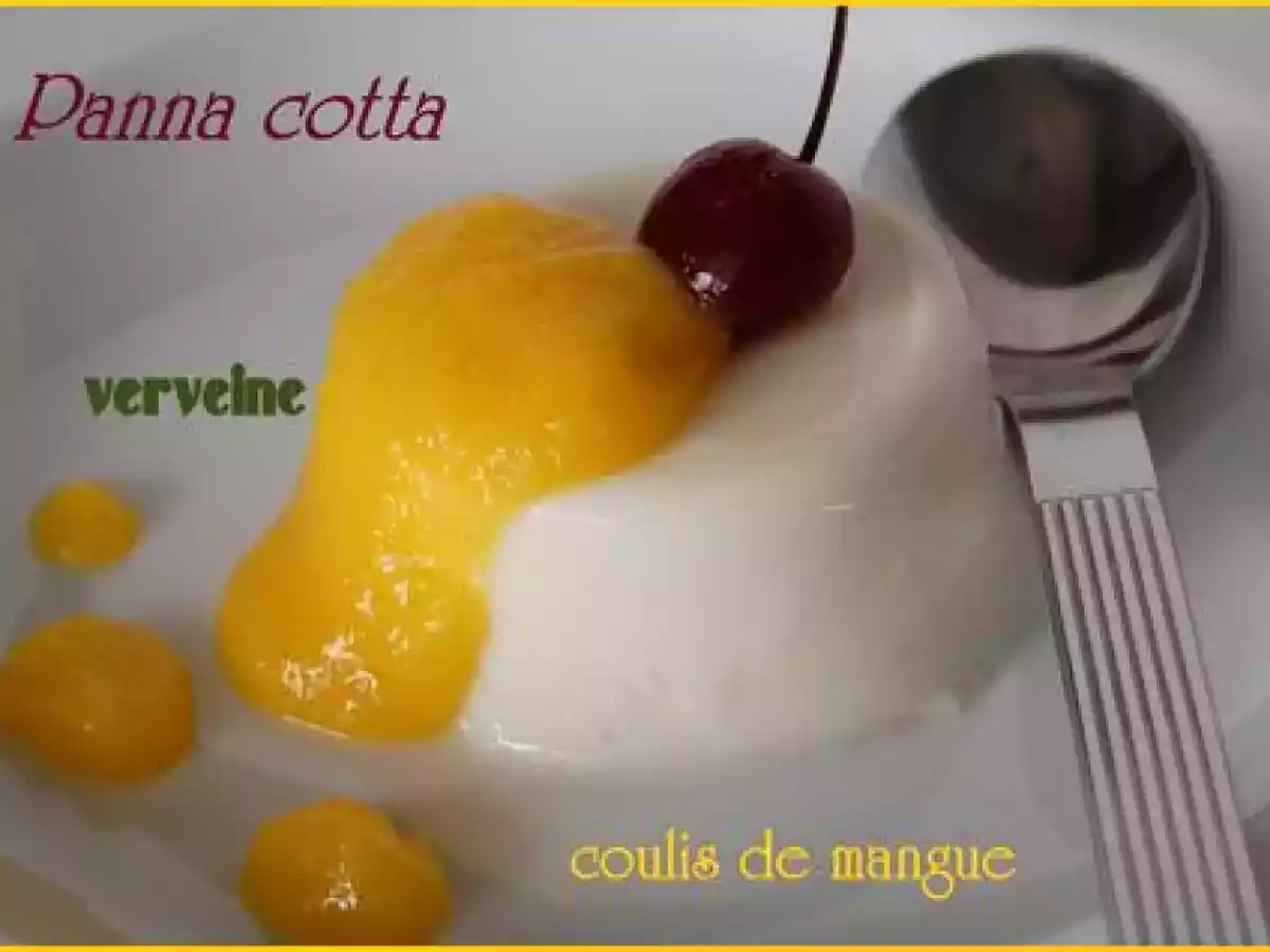 Panna cotta légère à la verveine et coulis de mangue, sans lactose