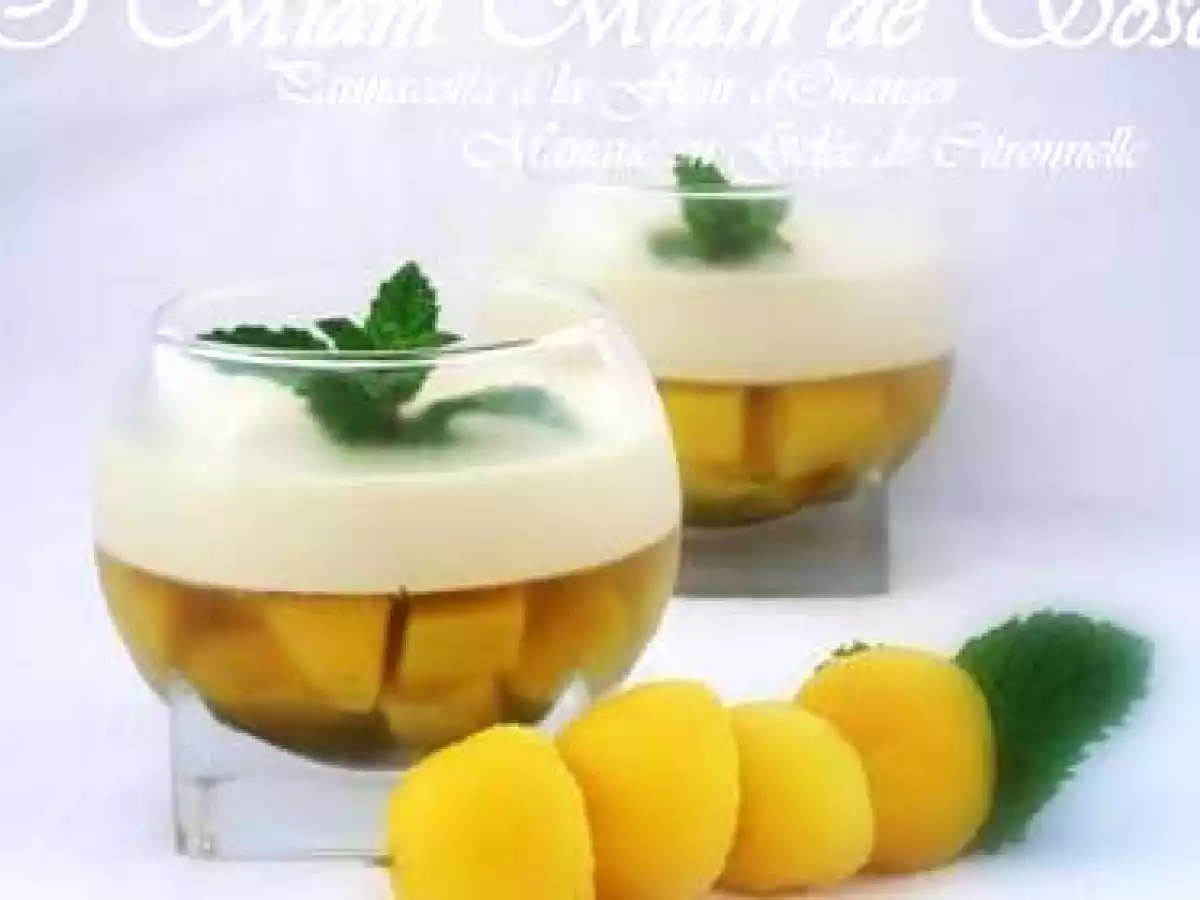 PANNACOTTA A LA FLEUR D'ORANGER MANGUE EN GELEE DE CITRONNELLE
