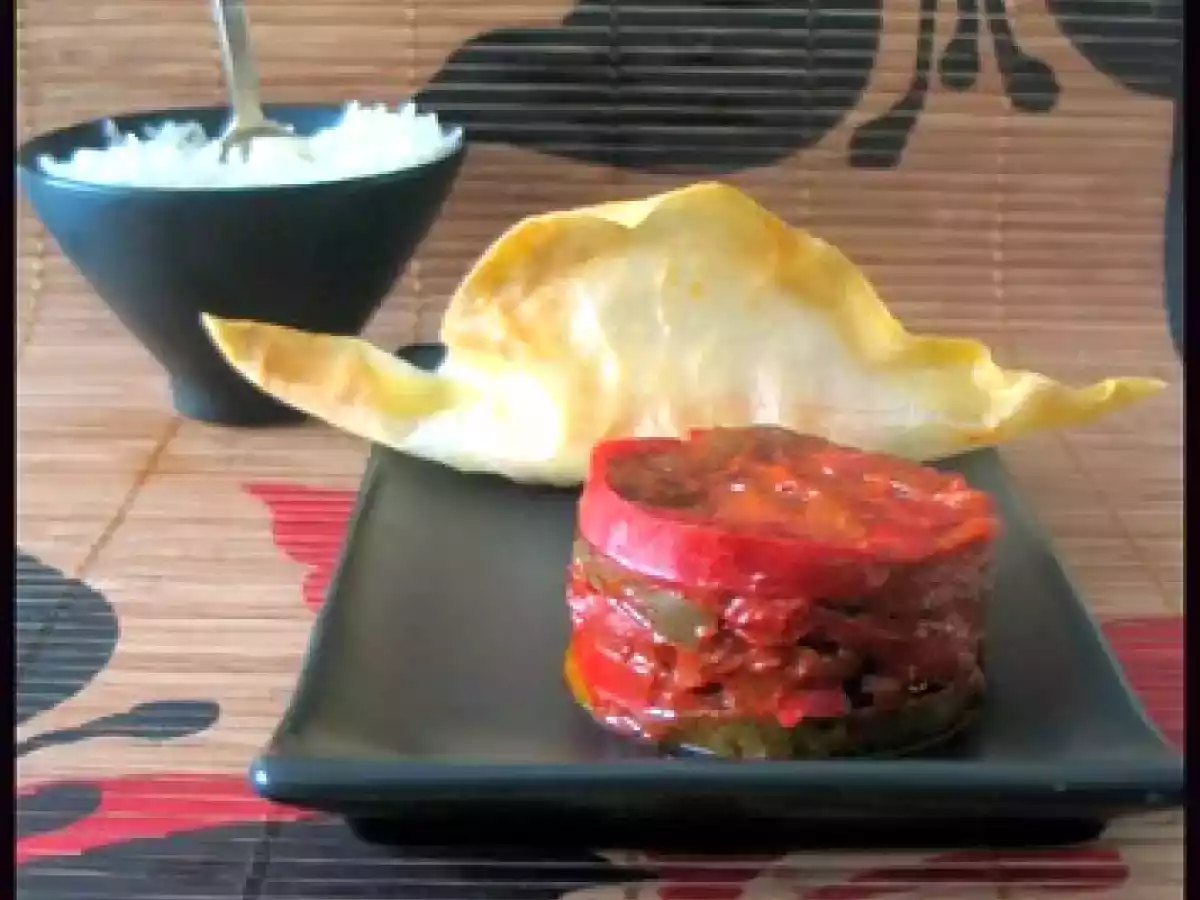 Papillote de cabillaud au chorizo et sa poivronade à l'asiatique