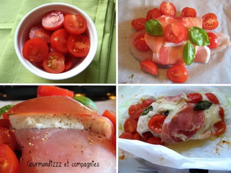 Papillote de poulet, tomate et mozzarella - photo 3