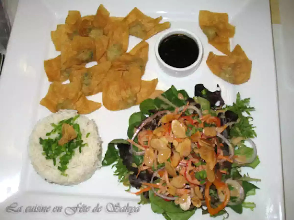 Papillotes asiatiques au porc et aux épinards avec sa sauce