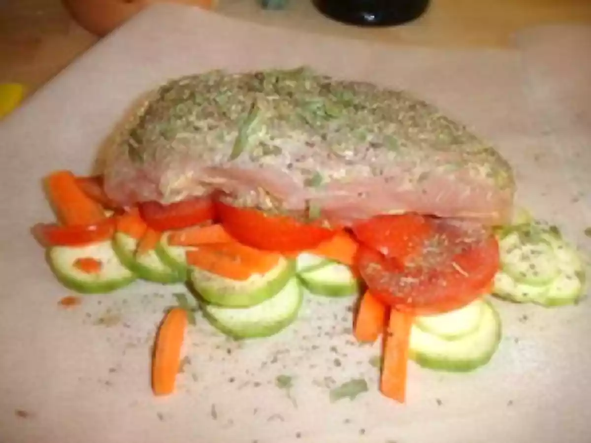 Papillotes de poulet aux herbes et aux légumes