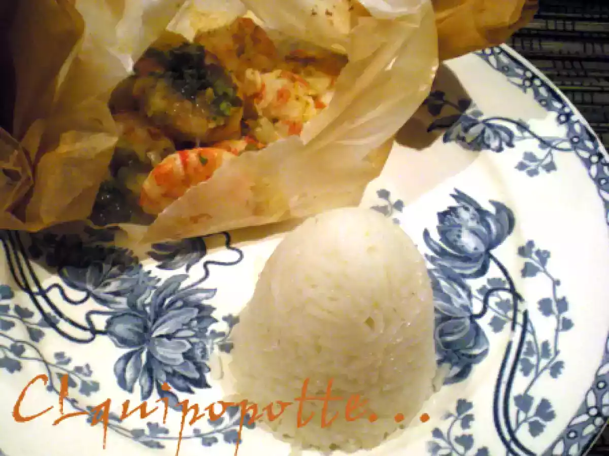 Papillotte de crevettes au citron confit