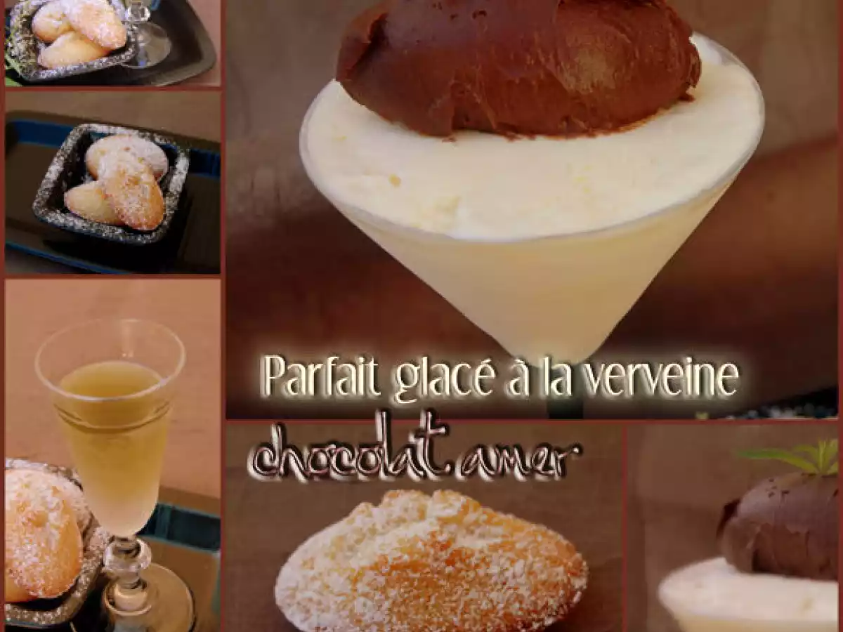 Parfait glacé à la verveine, crémeux au chocolat amer