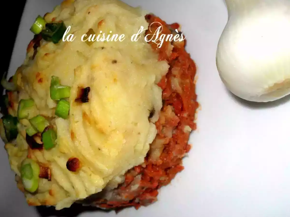 parmentier aux champignons et aux cebettes