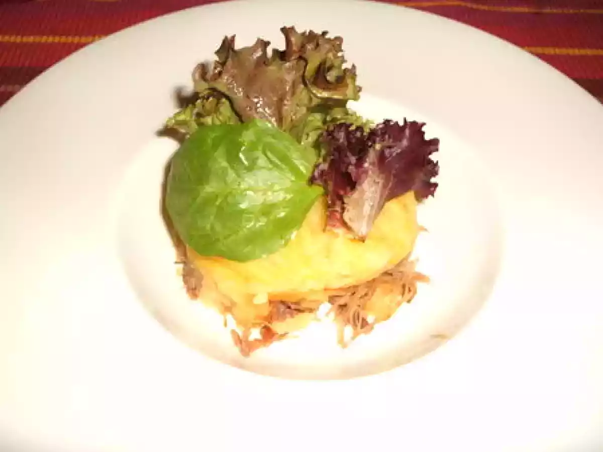 Parmentier de confit de canard aux deux pommes