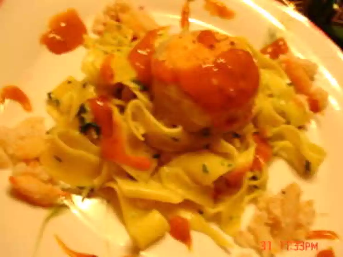 Parpadelles aux médaillons de sole sauce homardine