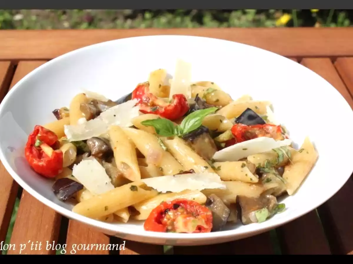 Pastas comme un risotto aux aubergines et tomates confites