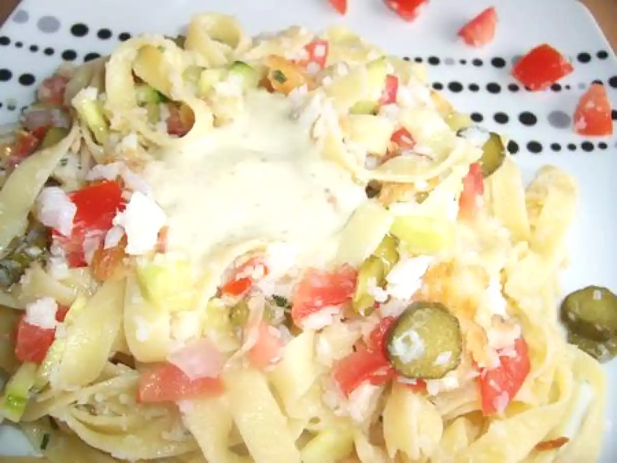 Pâtes au fletan, sauce crème et pesto