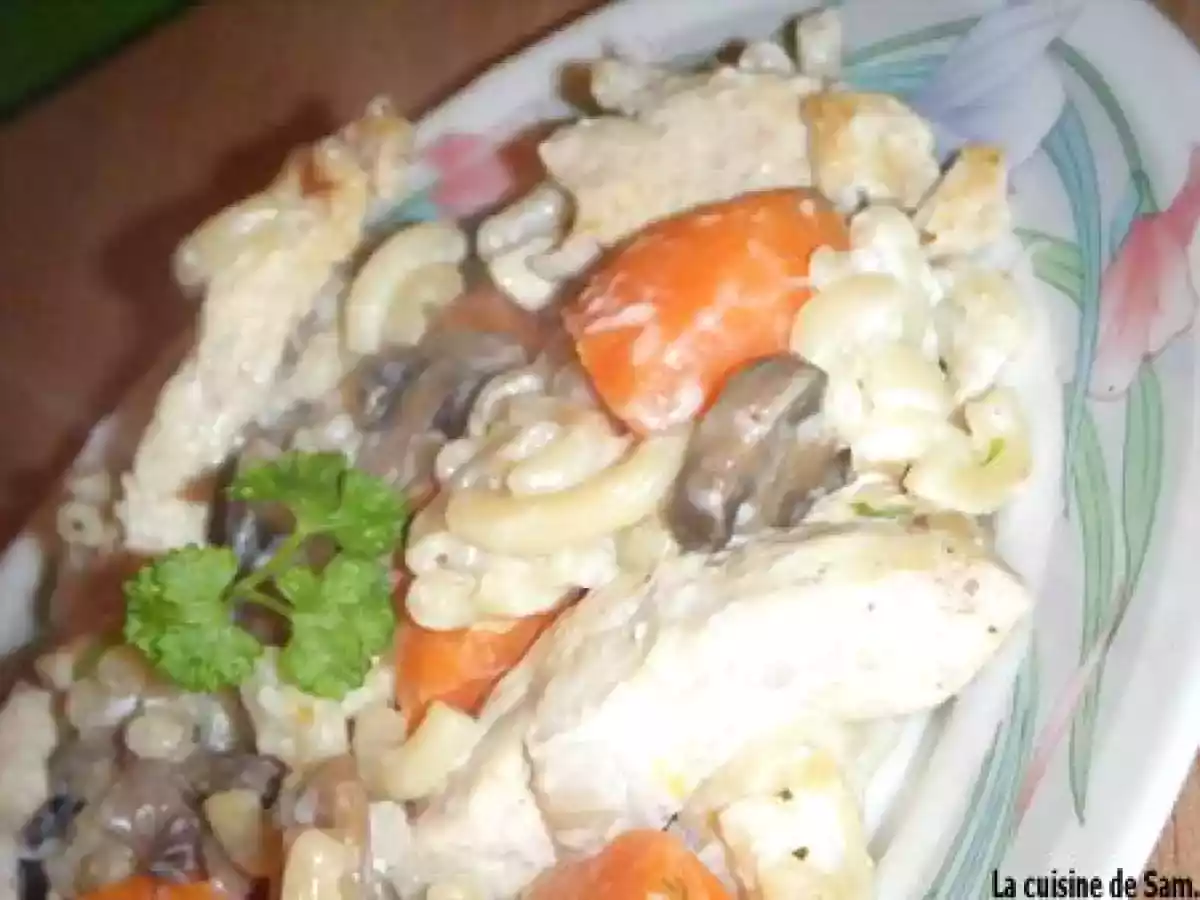 Pâtes au poulet et aux champignons