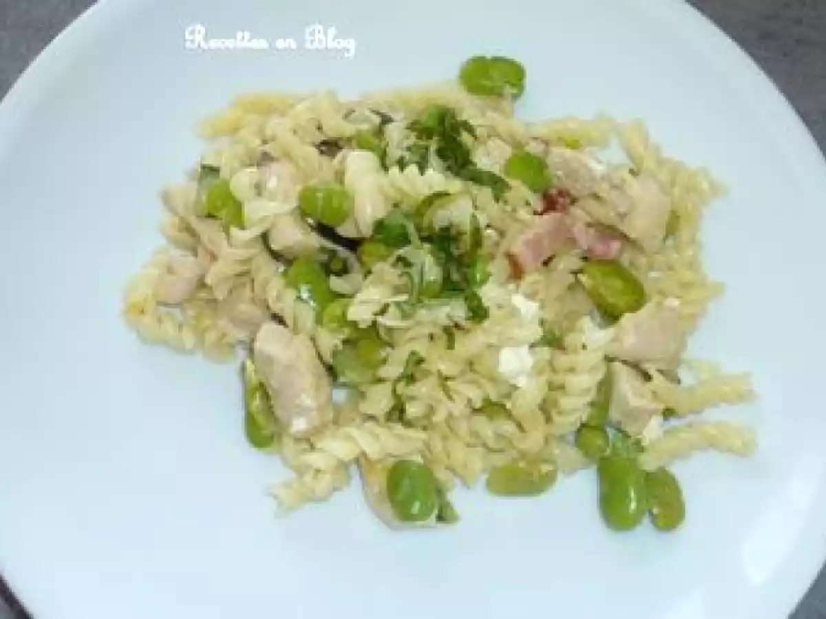 PATES AUX FÈVES, POULET, COURGETTE ET FÊTA - photo 2