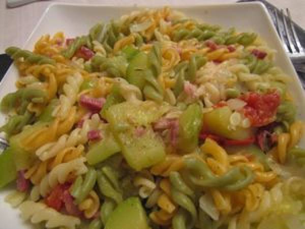 Pates Courgettes Tomates Lardons Filet De Saxe Recette Ptitchef