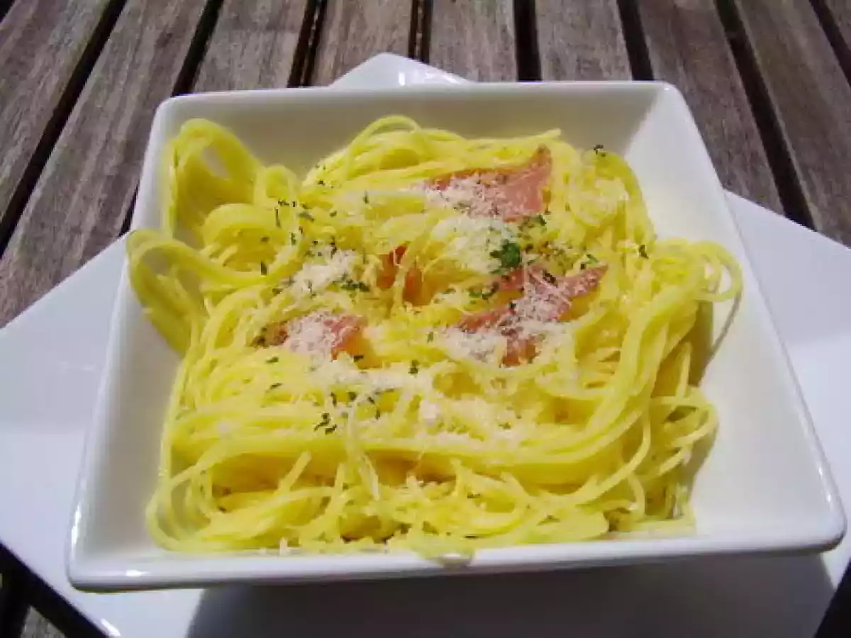 Pâtes Spinosini 2000 au jambon cru et au citron.