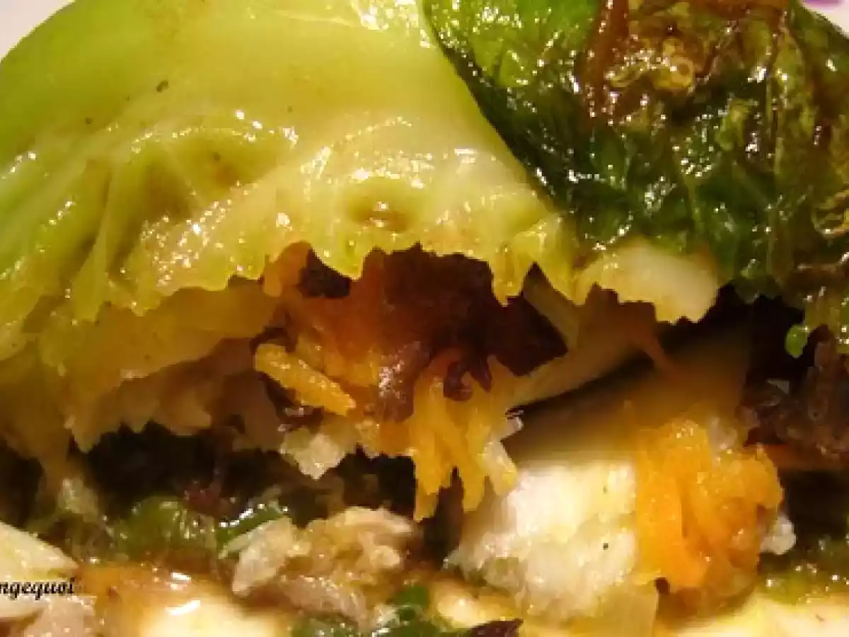 Paupiette de chou au dos de cabillaud et aux petits légumes à l'asiatique