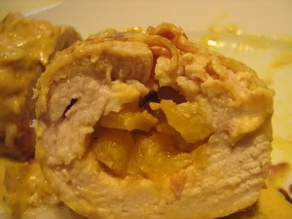 Paupiette De Dinde Pomme Ananas Sauce Coco Et Curry