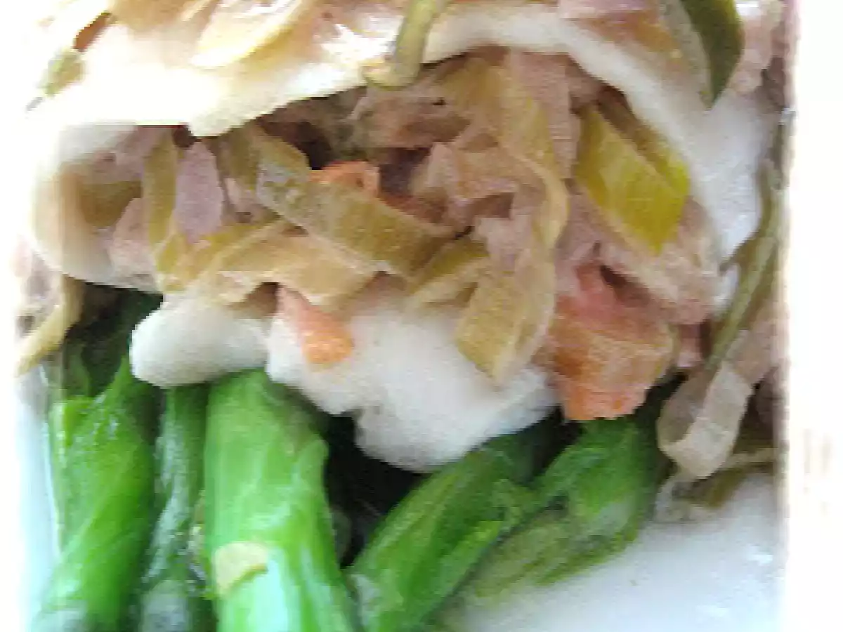 Paupiettes de sole au saumon fumé et à la tombée de poireaux