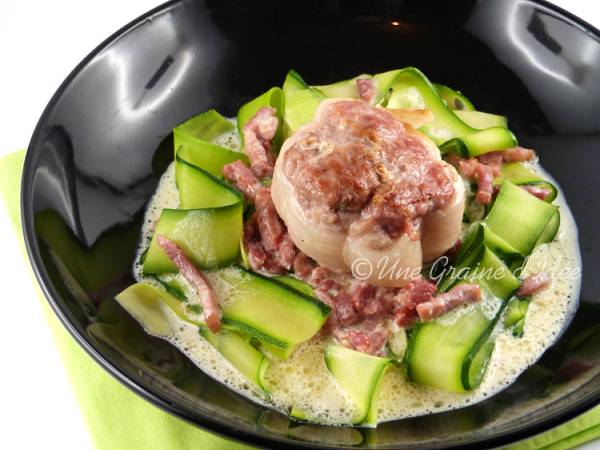 Paupiettes de Veau à la Carbonara et ses Tagliatelles de Courgettes - photo 2