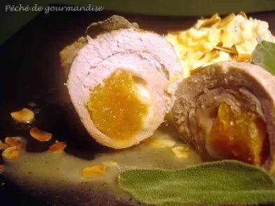Paupiettes de veau aux abricots secs et gorgonzola, polenta crémeuse aux amandes - photo 3