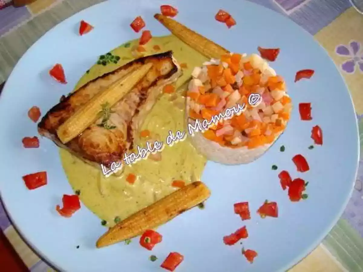 Pavé d'espadon à l'indienne, riz et brunoise de légumes - photo 3