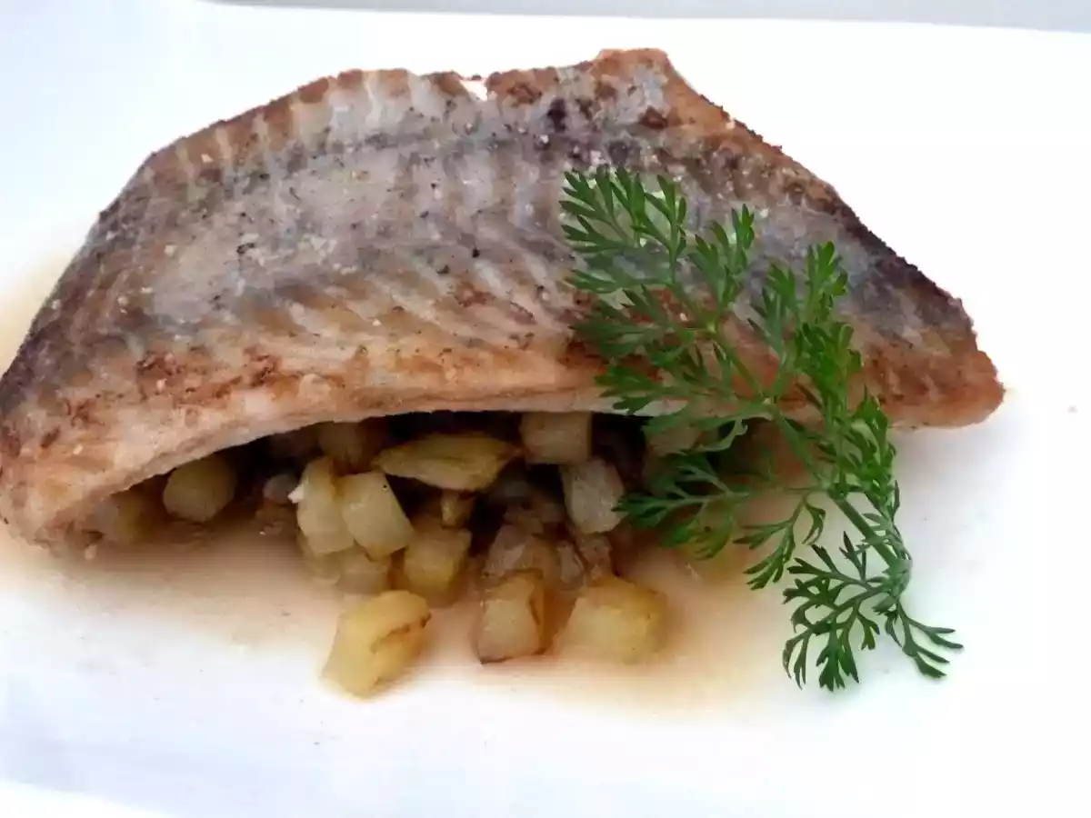 Pavé de bar avec brunoise de patate douce