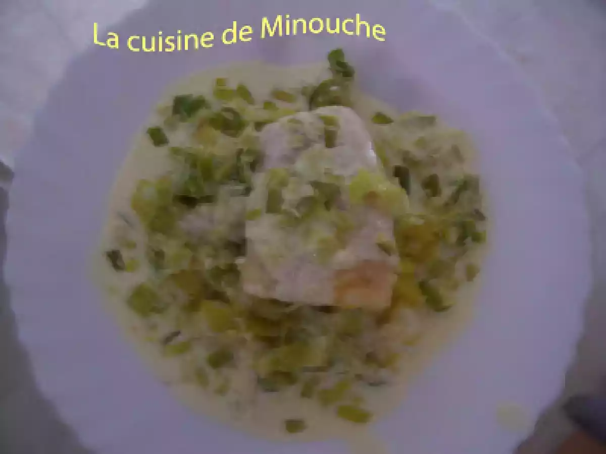 Pavé de cabillau et sa sauce aux poireaux