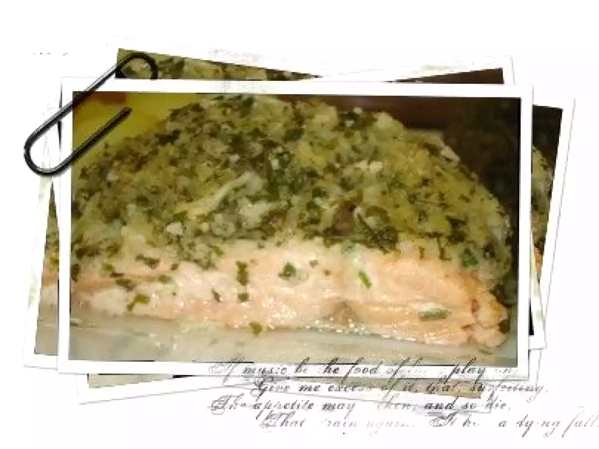 Pavé de saumon en croûte d'herbes et au parmesan