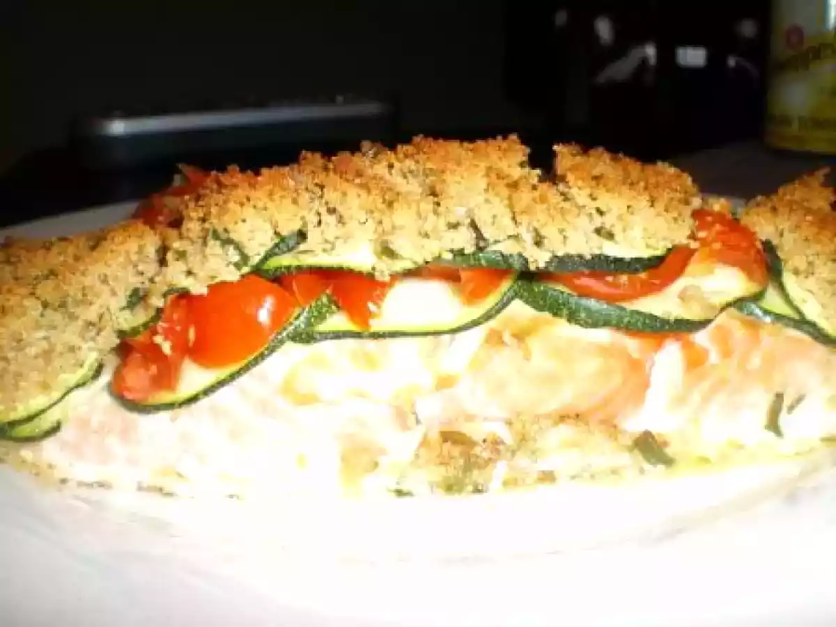 Pavé de saumon en croûte de légumes