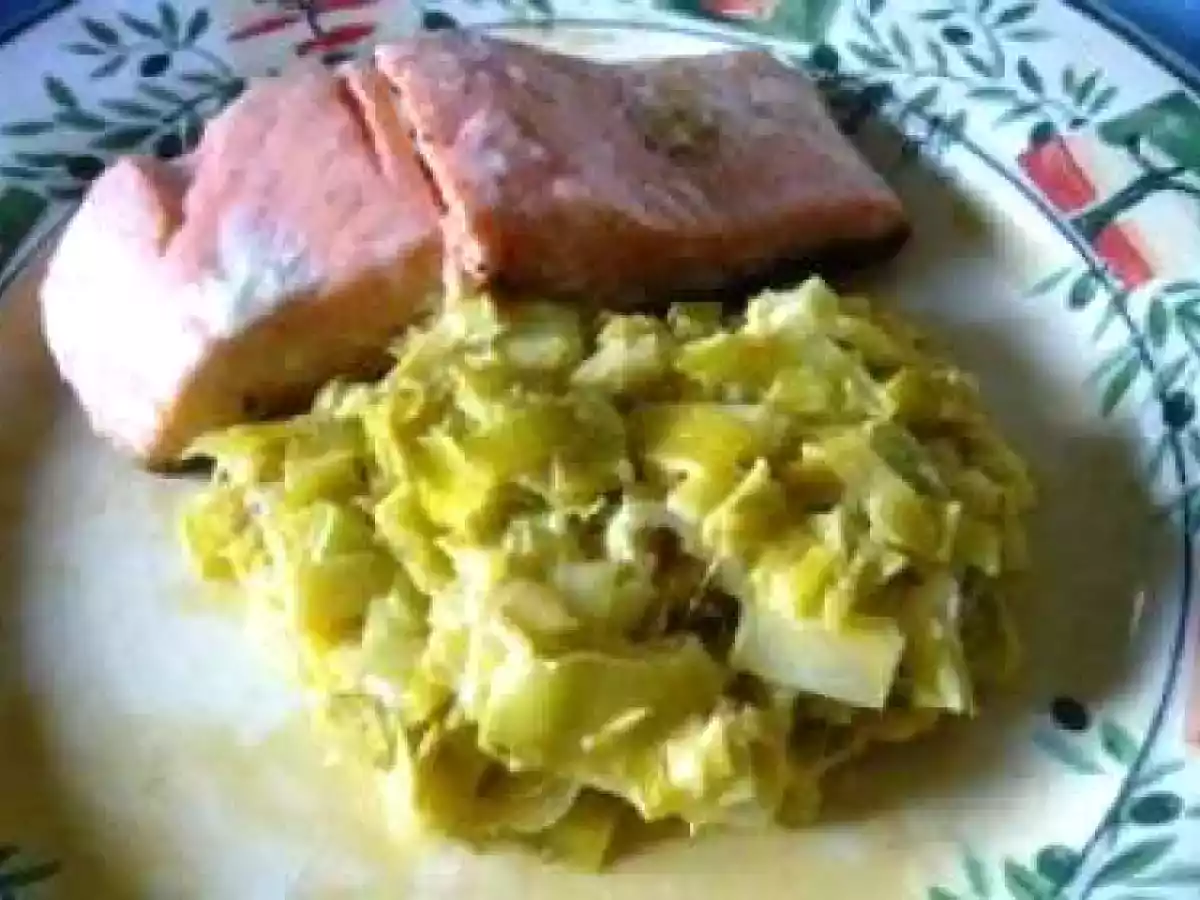 Pavé de saumon et sa fondue de poireaux