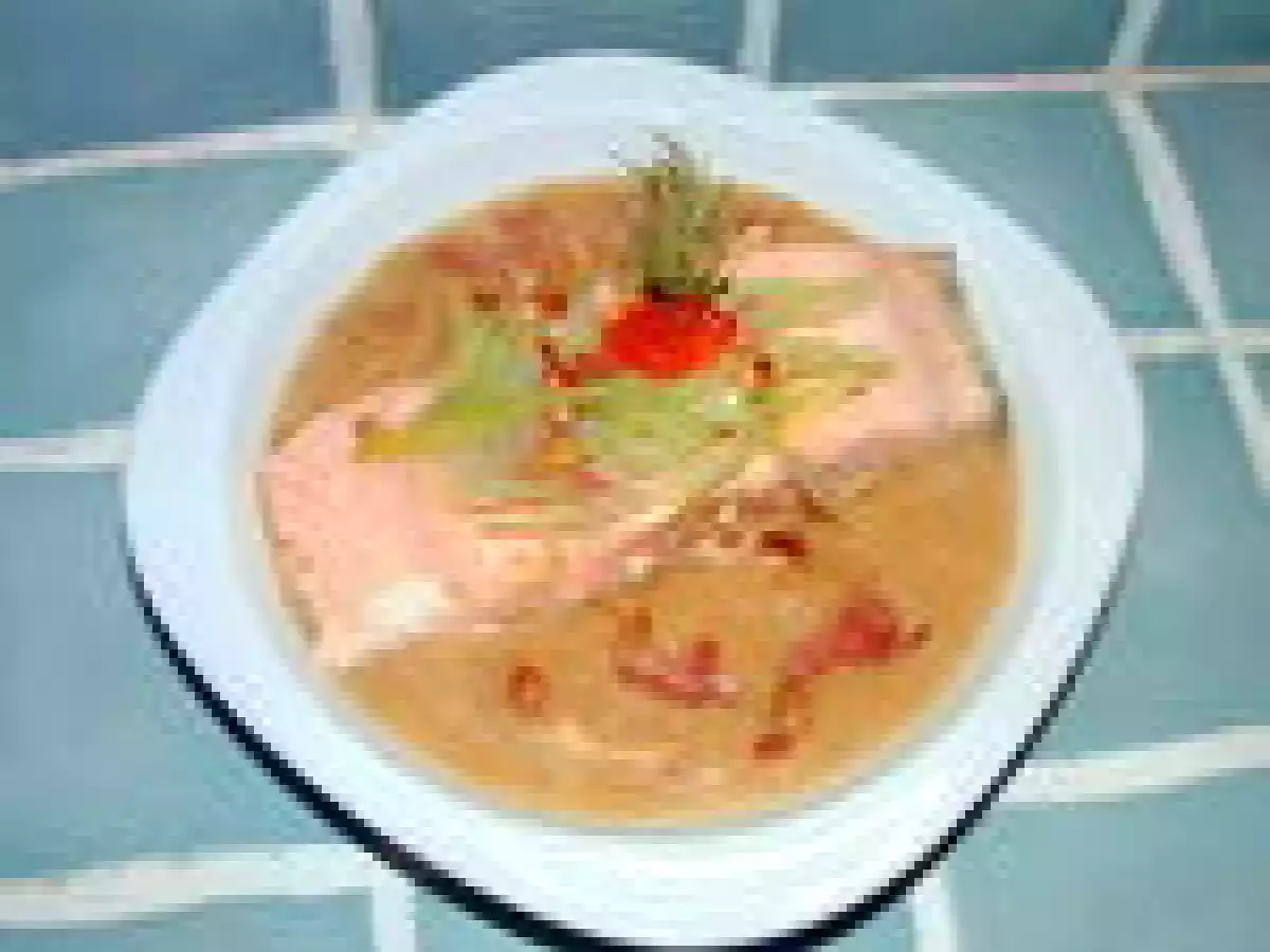 Pavé de saumon poché à l'huile d'olive et sa crème de poireaux confits - photo 3