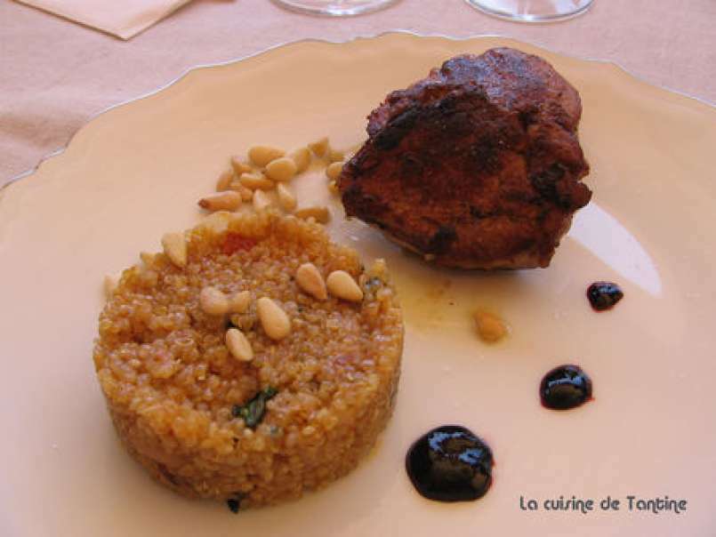 Pavé de veau grillé, pignons, quinoa au chorizo doux et basilic, photo 1